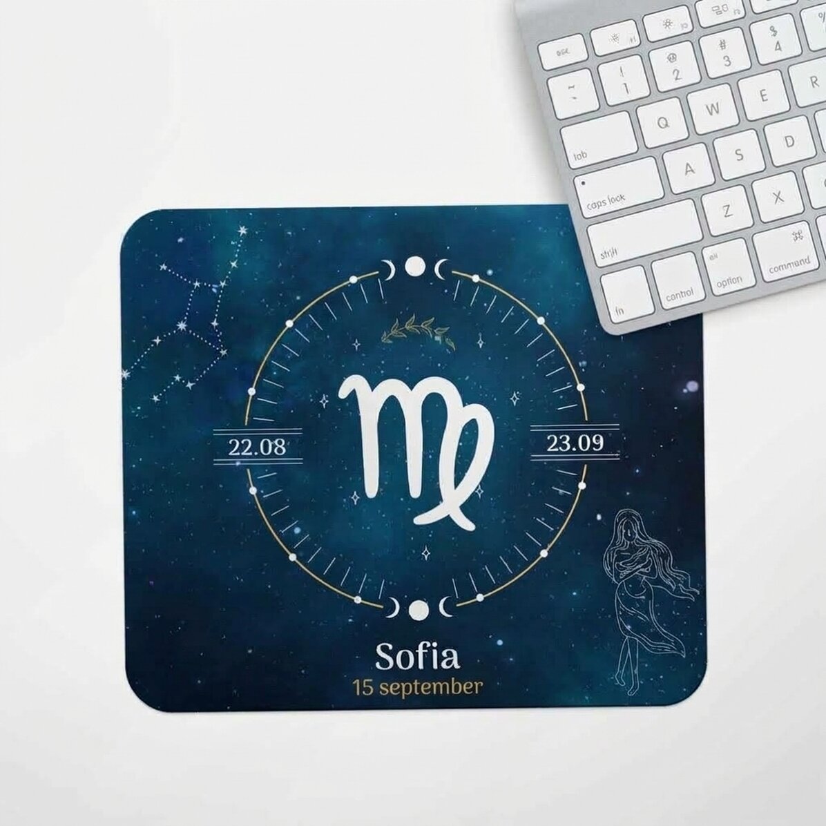 Tappetino per mouse personalizzato con scritta - Segno zodiacale della Vergine