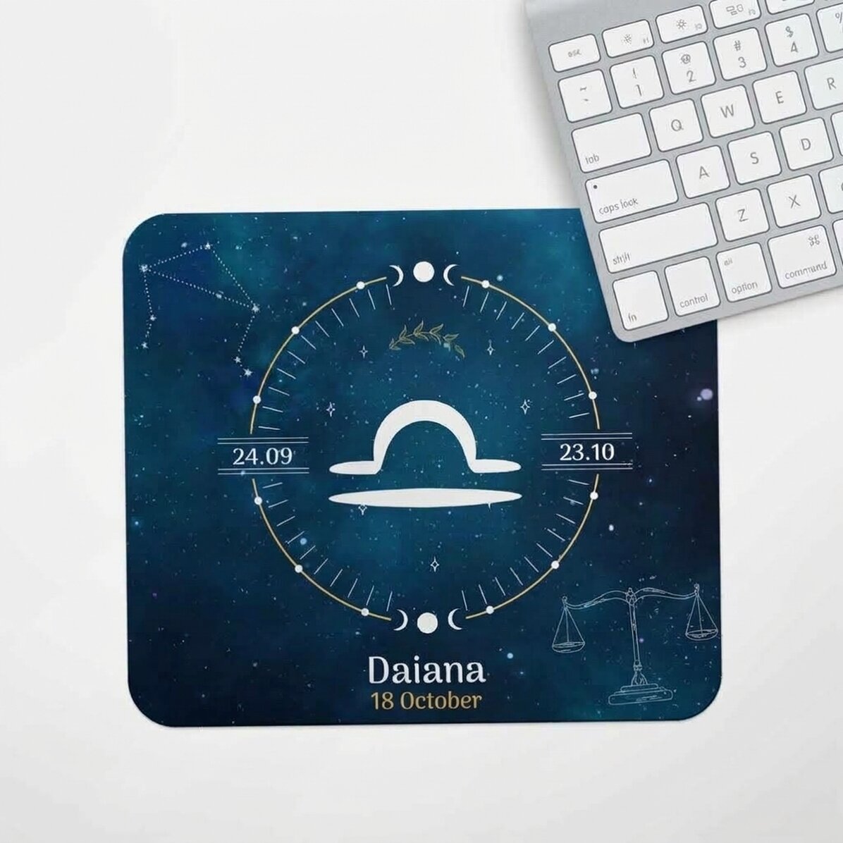 Tappetino per mouse personalizzato con scritta - Segno zodiacale Bilancia