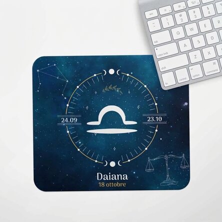 Tappetino per mouse personalizzato con scritta - Segno zodiacale Bilancia