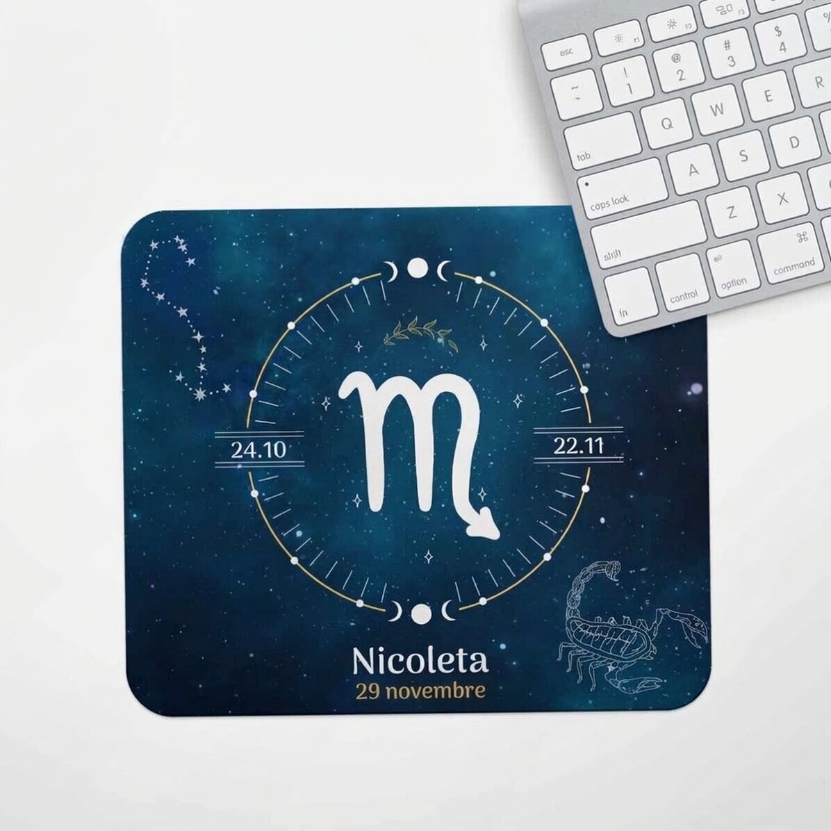 Tappetino per mouse personalizzato con scritta - Segno zodiacale dello Scorpione