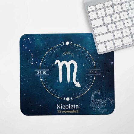 Tappetino per mouse personalizzato con scritta - Segno zodiacale dello Scorpione