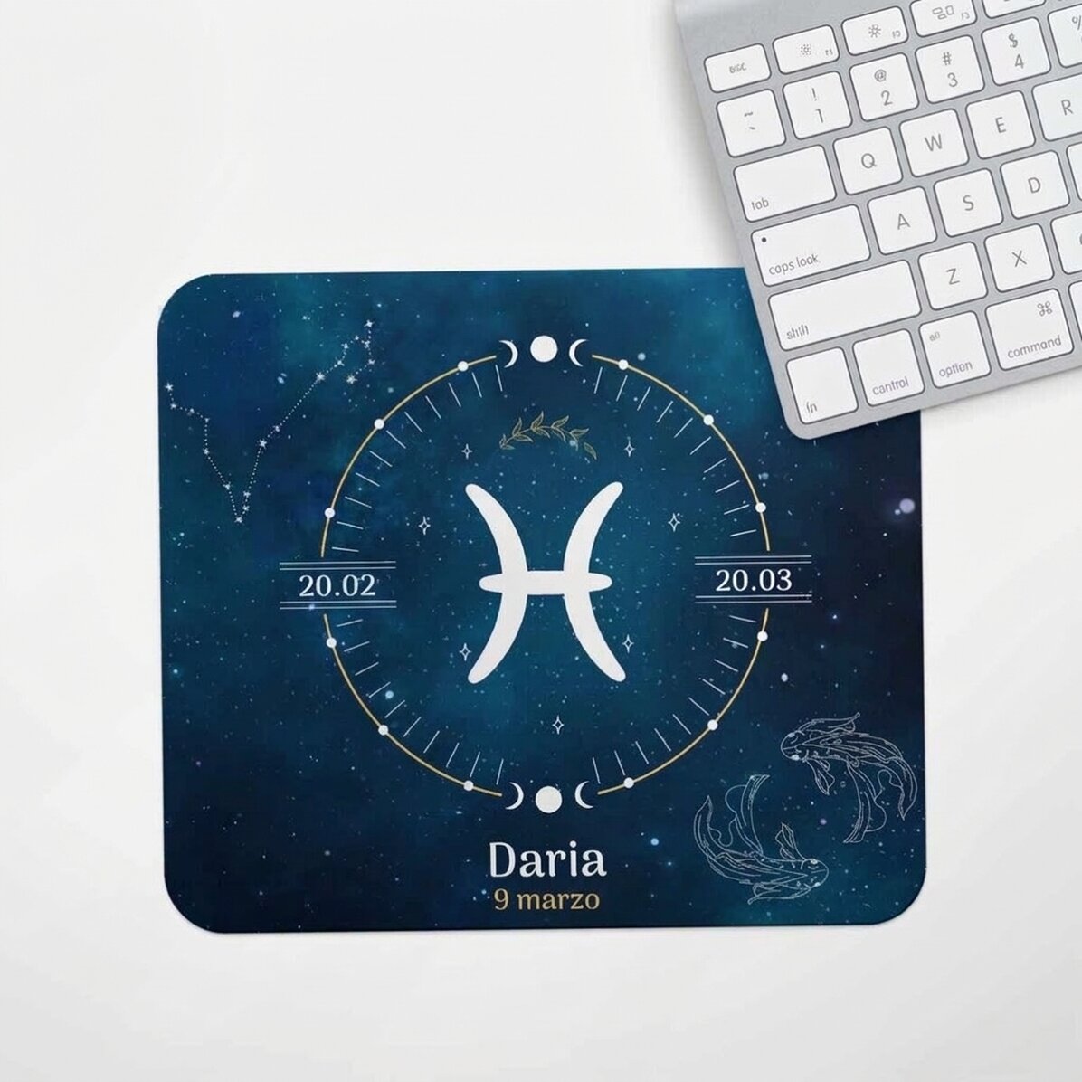 Tappetino per mouse personalizzato con scritta - Segno zodiacale Pesci