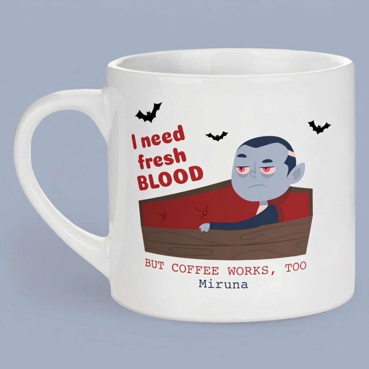 Tazza da espresso personalizzata con messaggio - I need fresh blood