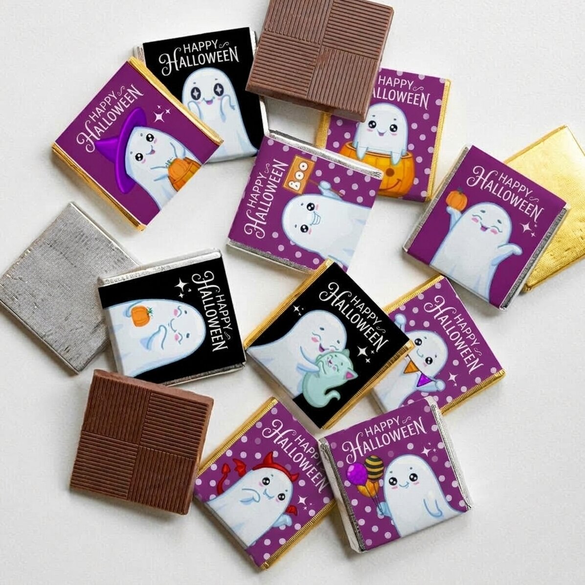 Set di 10 mini cioccolatini personalizzati con scritta - Cute Halloween