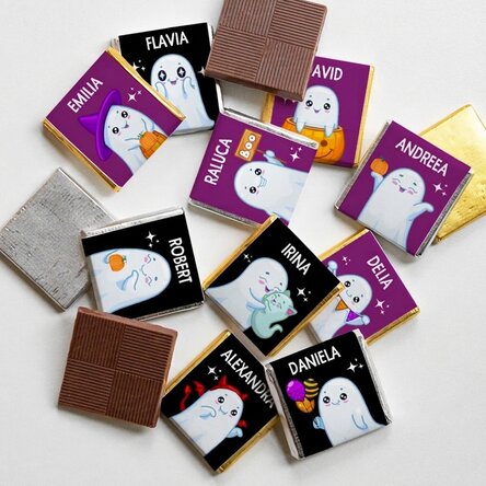 Set di 10 mini cioccolatini personalizzati con scritta - Cute Halloween