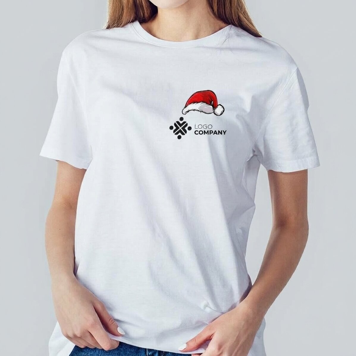 Maglietta in cotone personalizzata con logo natalizio