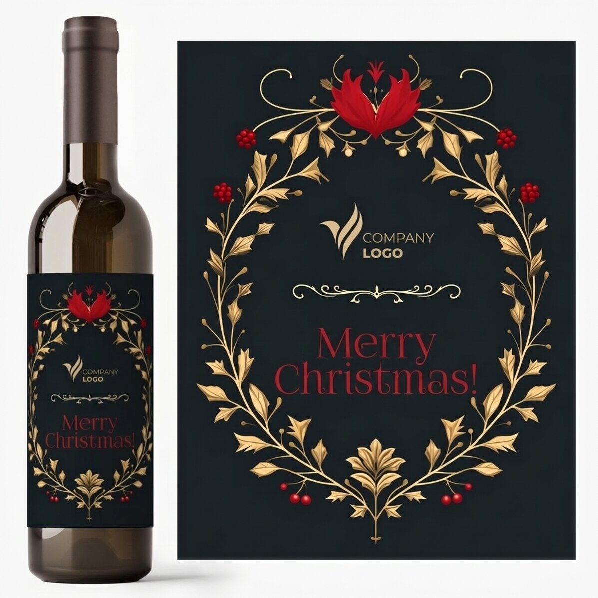 Vino personalizzato con testo e logo - Buon Natale!