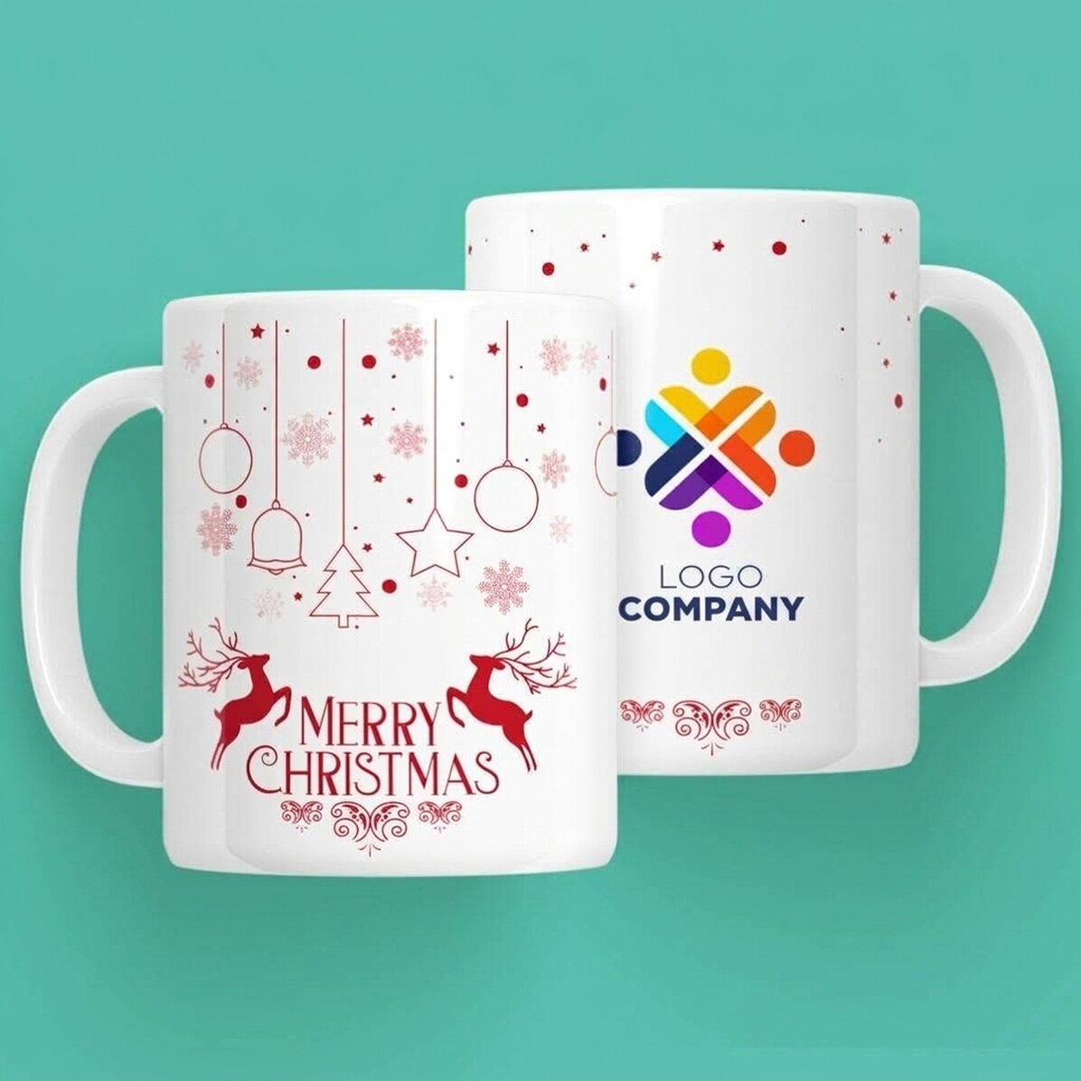 Tazza personalizzata con logo - Le renne di Babbo Natale