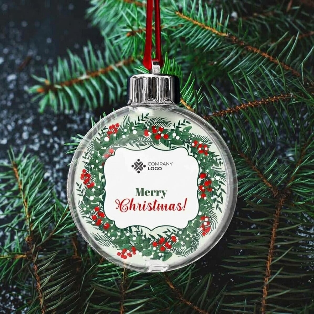 Globo personalizzato con logo e messaggio - Buon Natale!