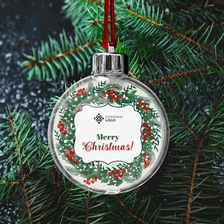 Personalised bauble with logo and message - Merry Christmas!