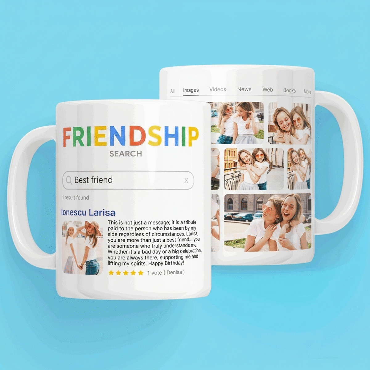 Tazza personalizzata con 9 foto e testo - Ricerca