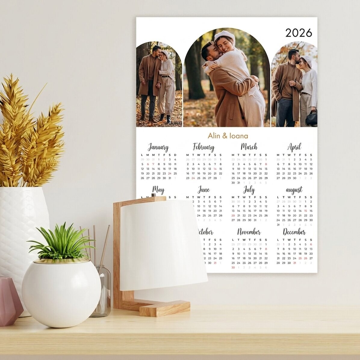 Calendario personalizzato con 3 foto e nome