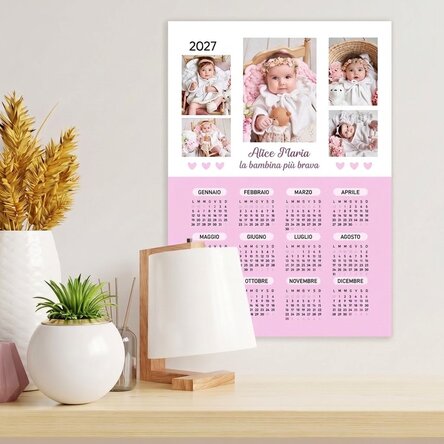 Calendario personalizzato con 5 foto e testo - Baby