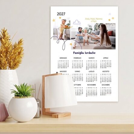Calendario personalizzato con 2 foto e testo - Famiglia