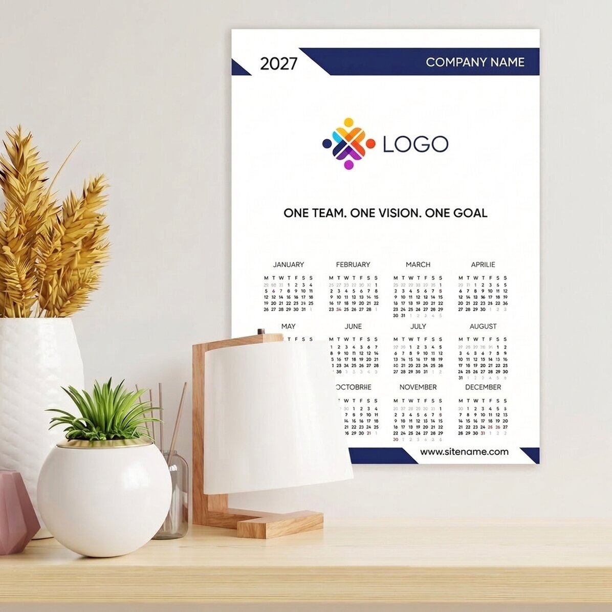 Calendario personalizzato con logo e messaggio