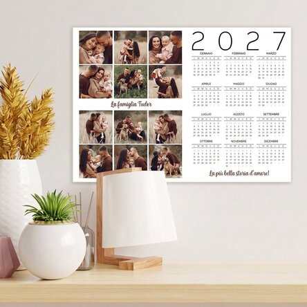 Poster calendario personalizzato con 12 foto e un messaggio
