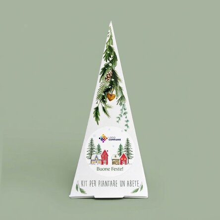 Kit personalizzato per piantare un abete con logo e messaggio - Buone feste!