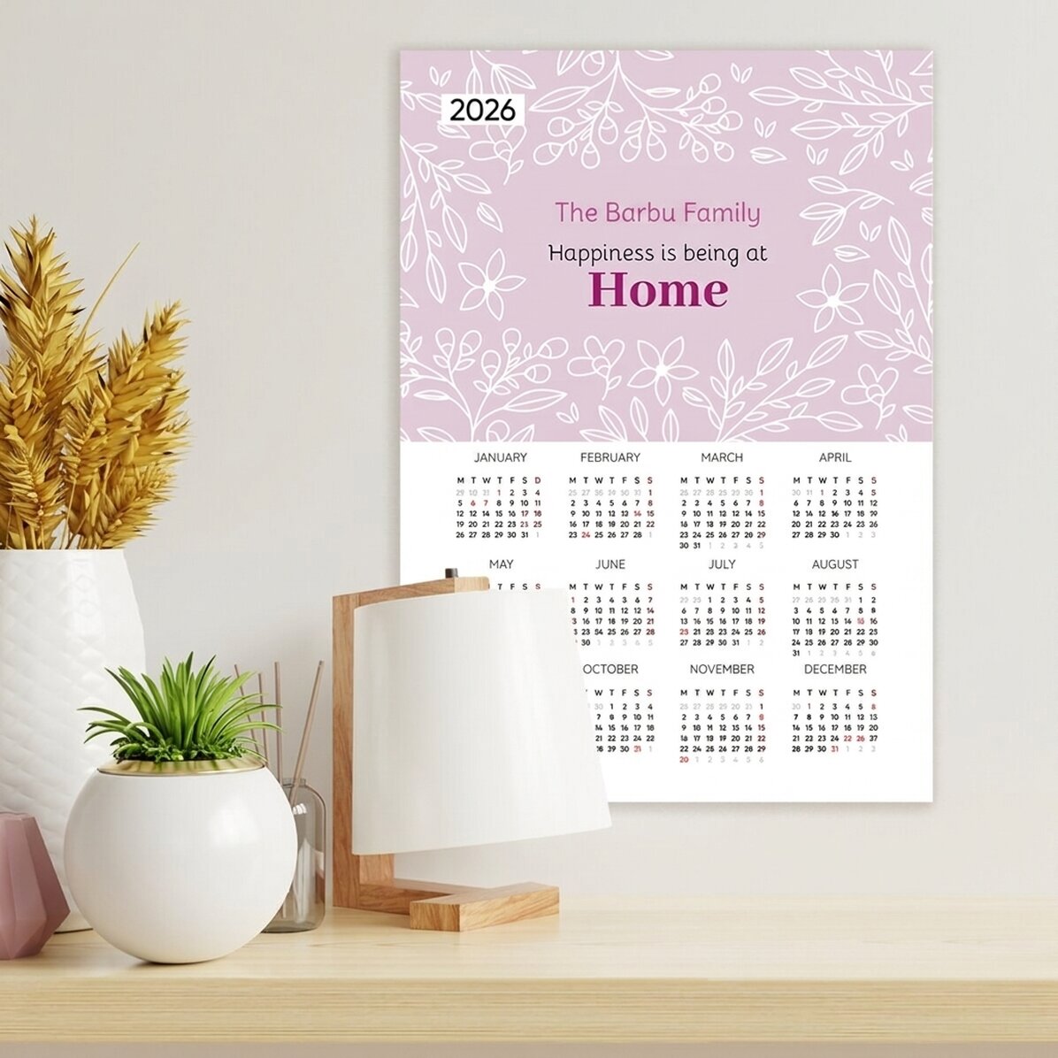 Calendario personalizzato con messaggio