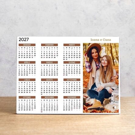 Cornice da scrivania personalizzata con una foto, un testo e un calendario