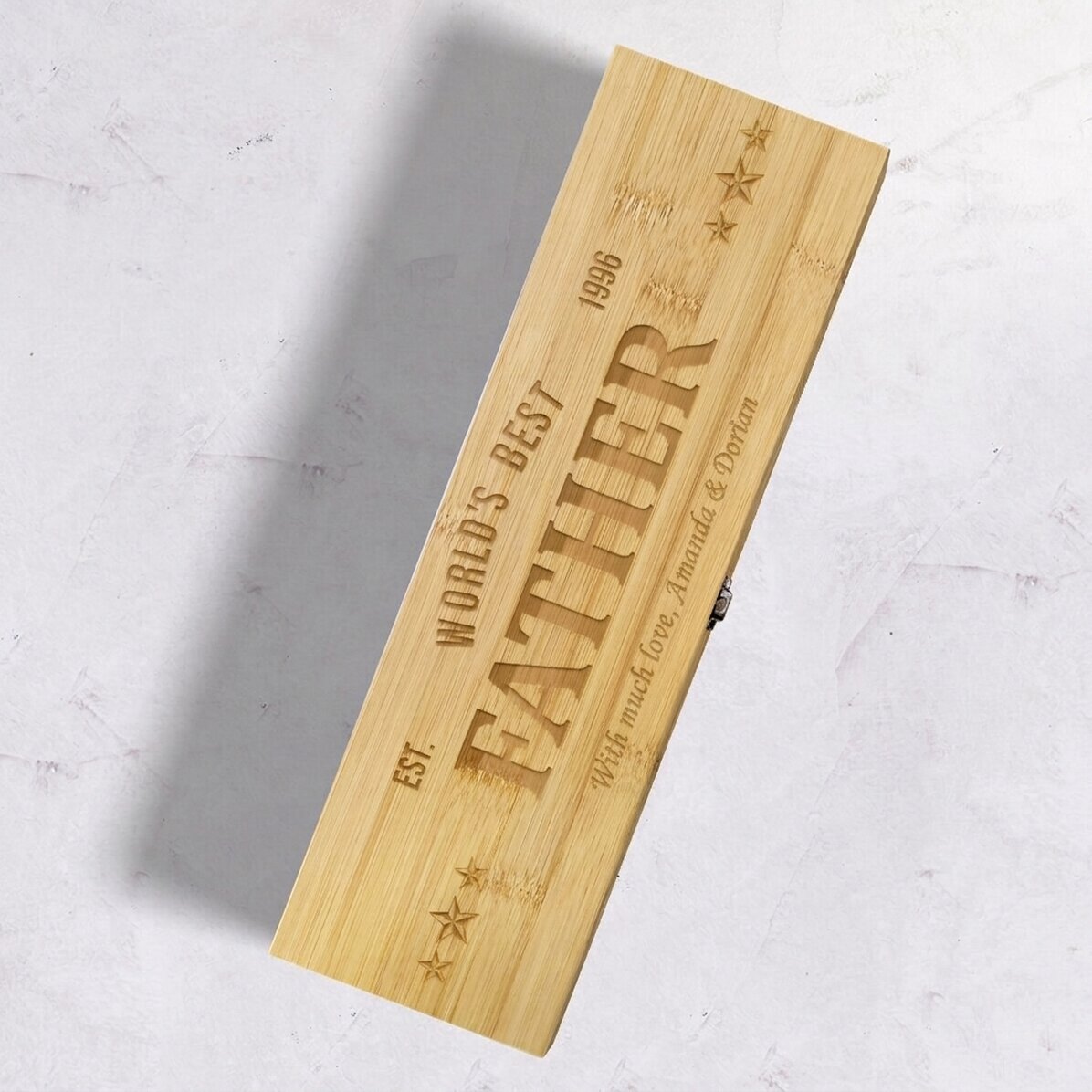 Scatola per vino in bambù con accessori, personalizzata con un messaggio - The best