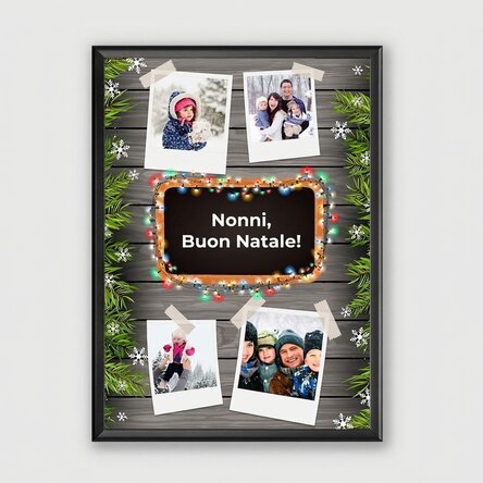 Quadro personalizzato con 4 foto e testo - modello natalizio