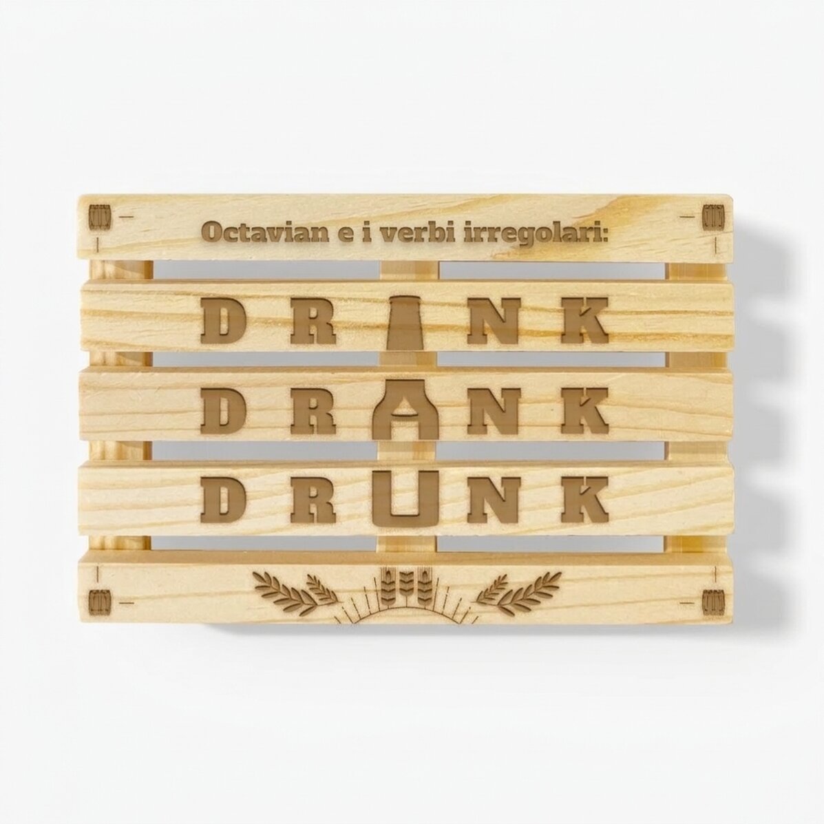 Sottobicchiere a forma di paletta personalizzato con scritta - Drink Drank Drunk