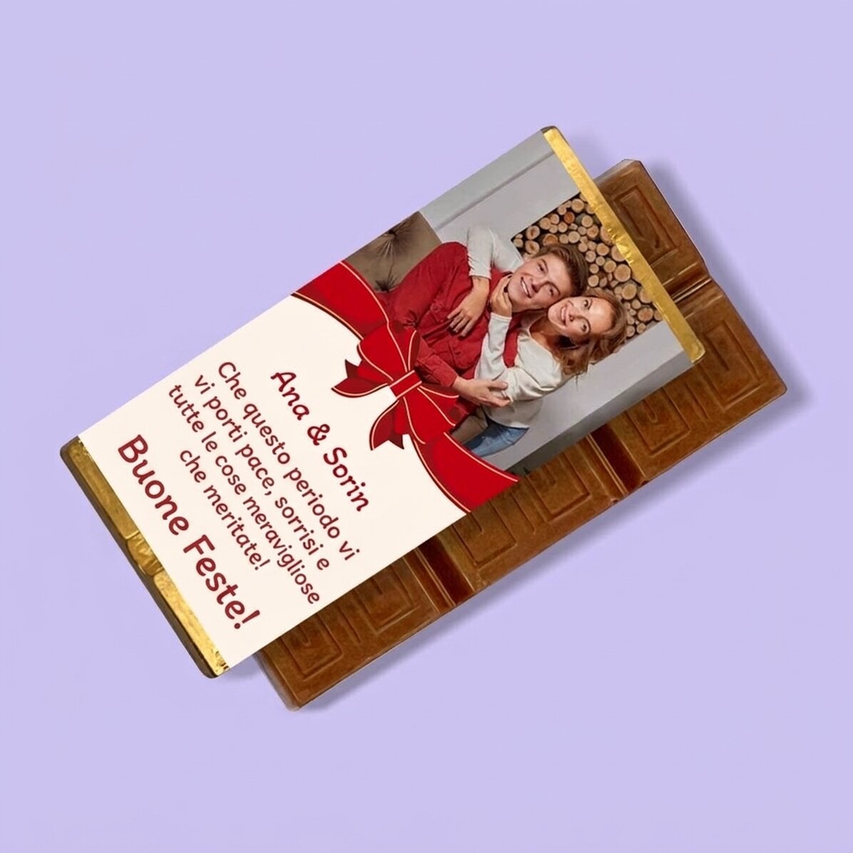 Mini tavoletta di cioccolato personalizzata con una foto e una scritta - Fundita