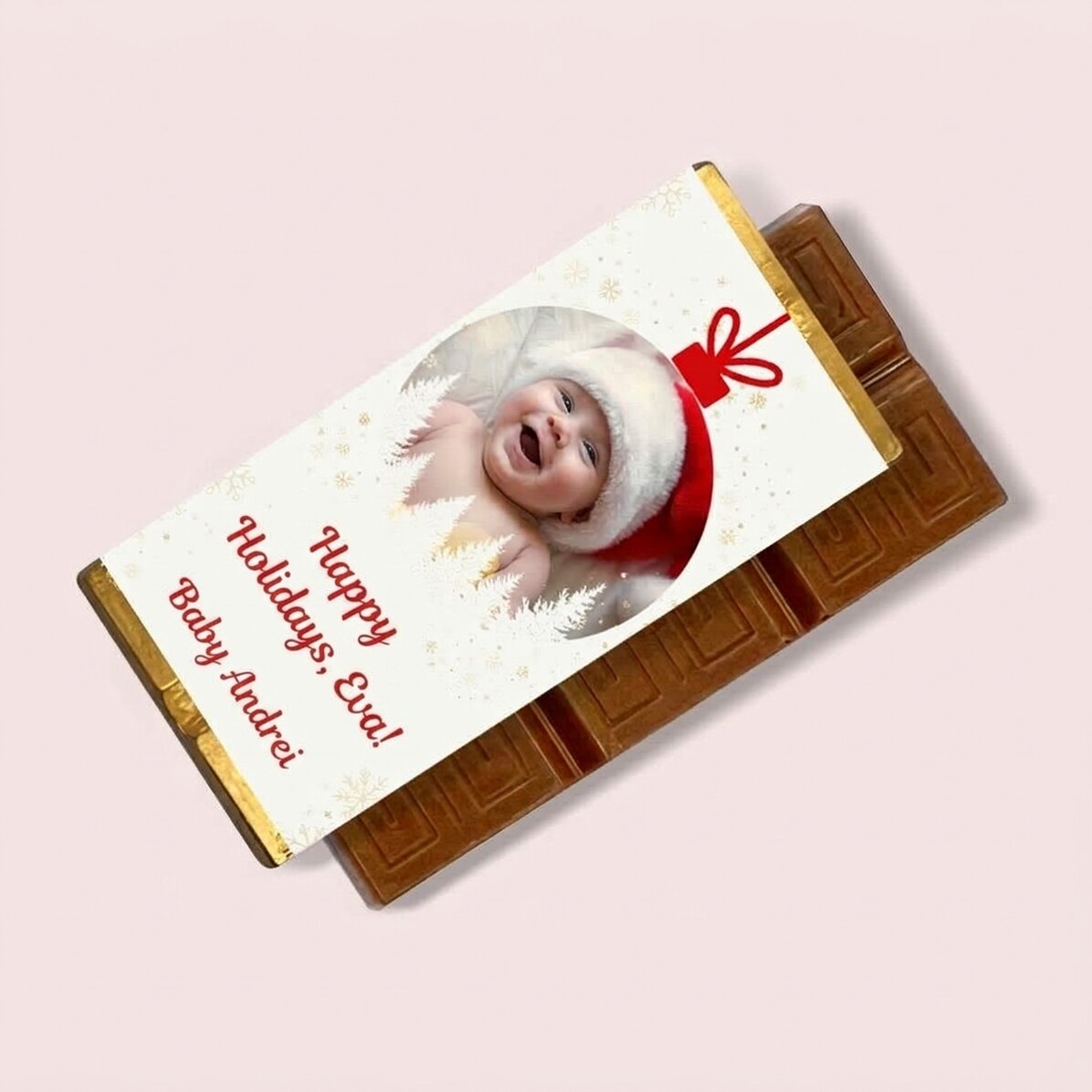 Mini tavoletta di cioccolato personalizzata con una foto e un messaggio - Pallina di Natale