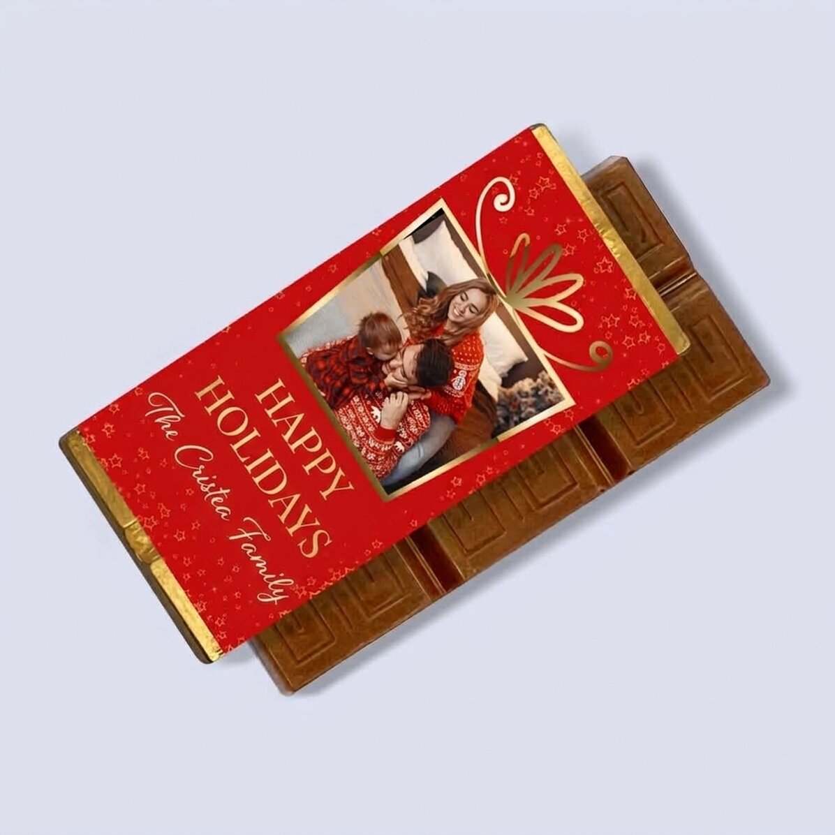 Mini tavoletta di cioccolato personalizzata con una foto e un messaggio - Regalo di Natale