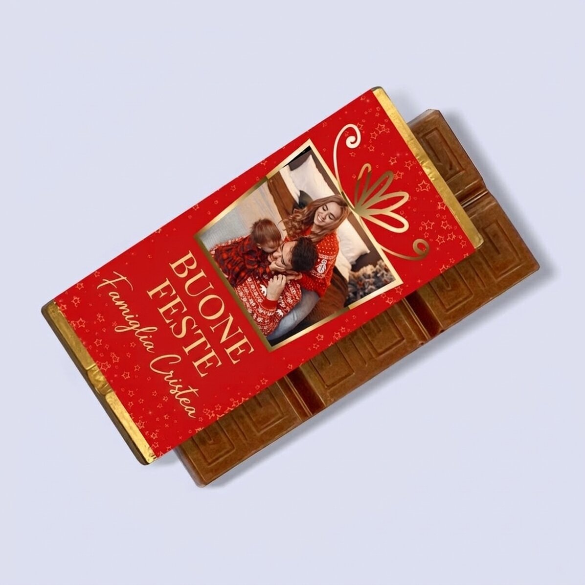 Mini tavoletta di cioccolato personalizzata con una foto e un messaggio - Regalo di Natale