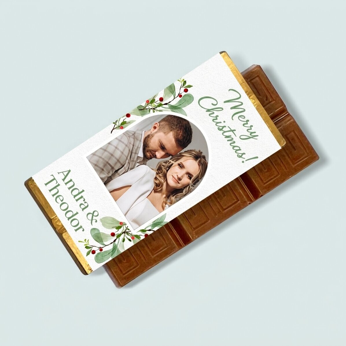 Mini tavoletta di cioccolato personalizzata con una foto e un messaggio - Natale con i propri cari
