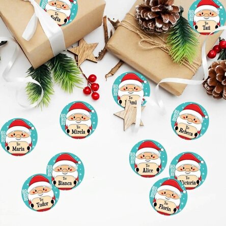 Set di 12 adesivi (etichette autoadesive) personalizzati con un messaggio - Da Babbo Natale