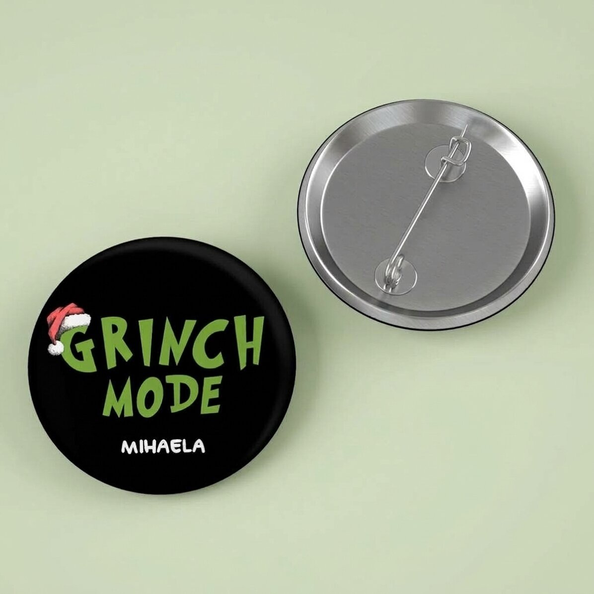 Distintivo personalizzato con testo - Grinch Mode