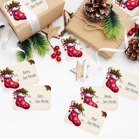 Set di 8 adesivi (etichette autoadesive) personalizzati - Con affetto, Babbo Natale