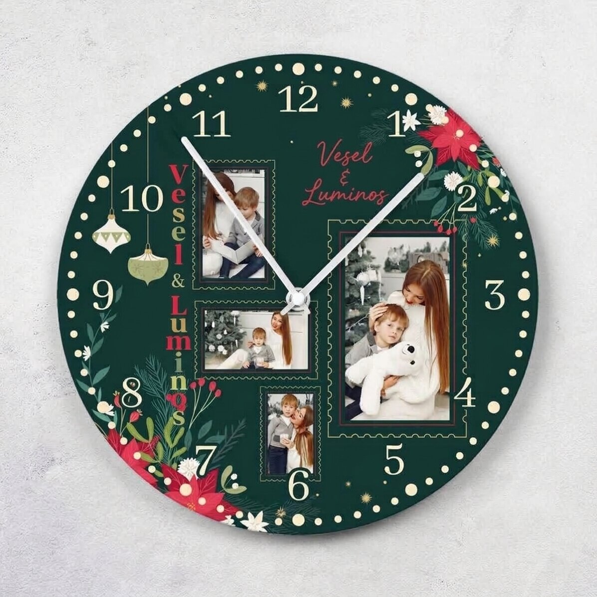 Orologio personalizzato con 4 foto - Ricordi delle feste