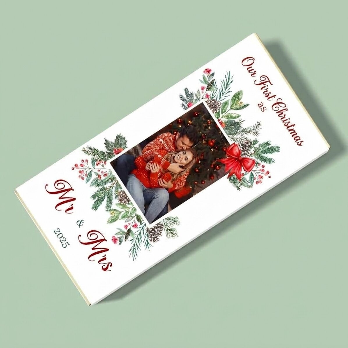 Cioccolato personalizzato con foto e messaggio - Il nostro primo Natale