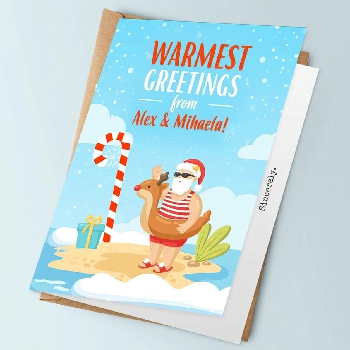 Biglietto di auguri personalizzato con testo natalizio - Cari auguri