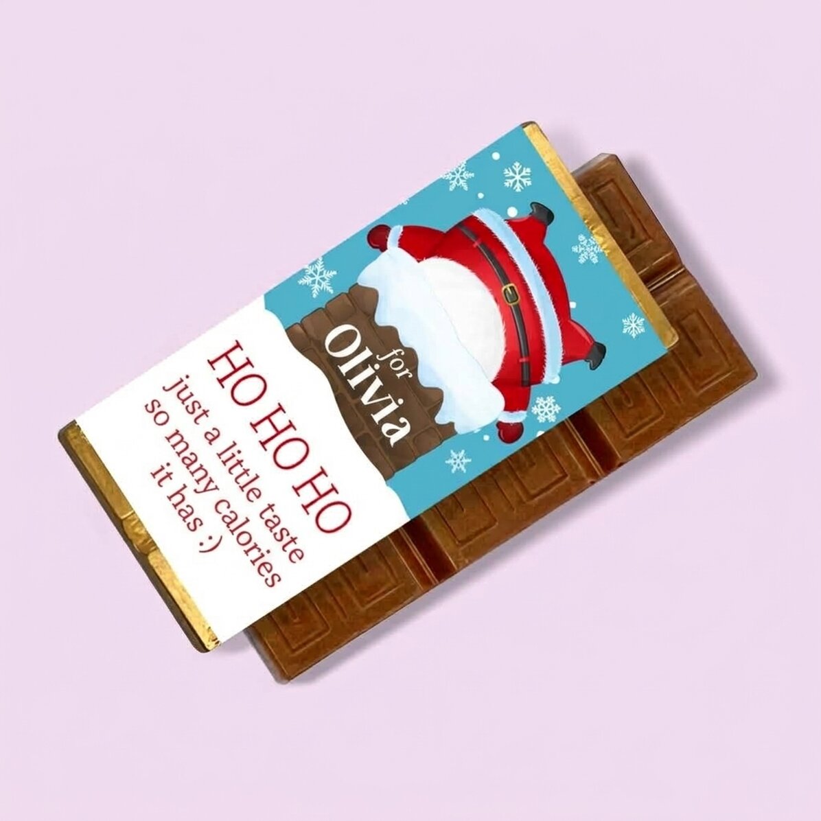 Mini tavoletta di cioccolato personalizzata con un divertente messaggio natalizio