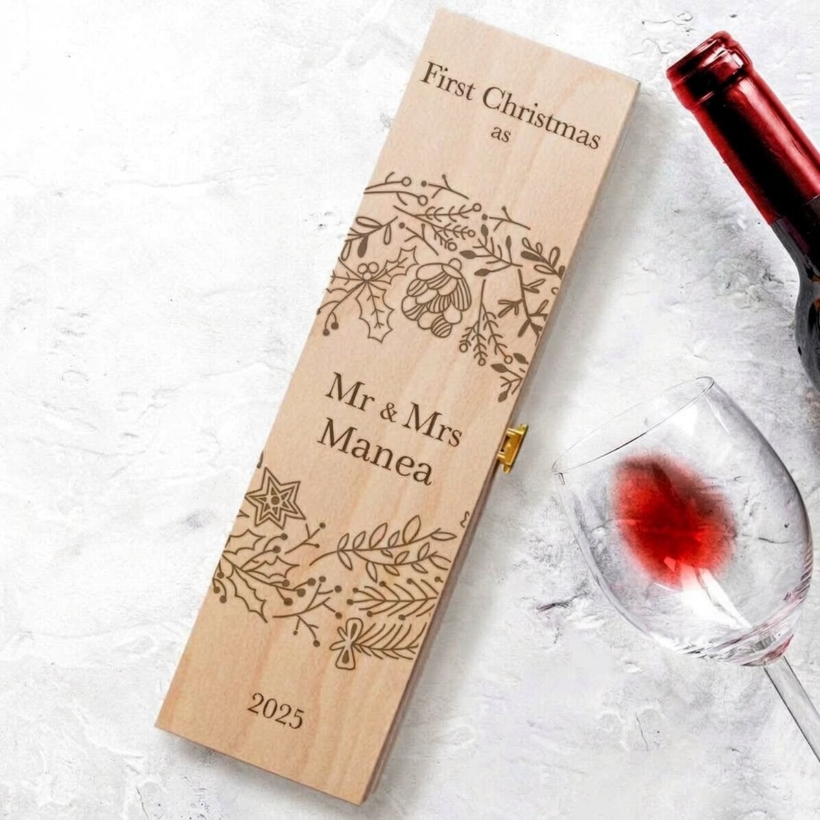 Scatola per vino personalizzata con messaggio - Mr & Mrs