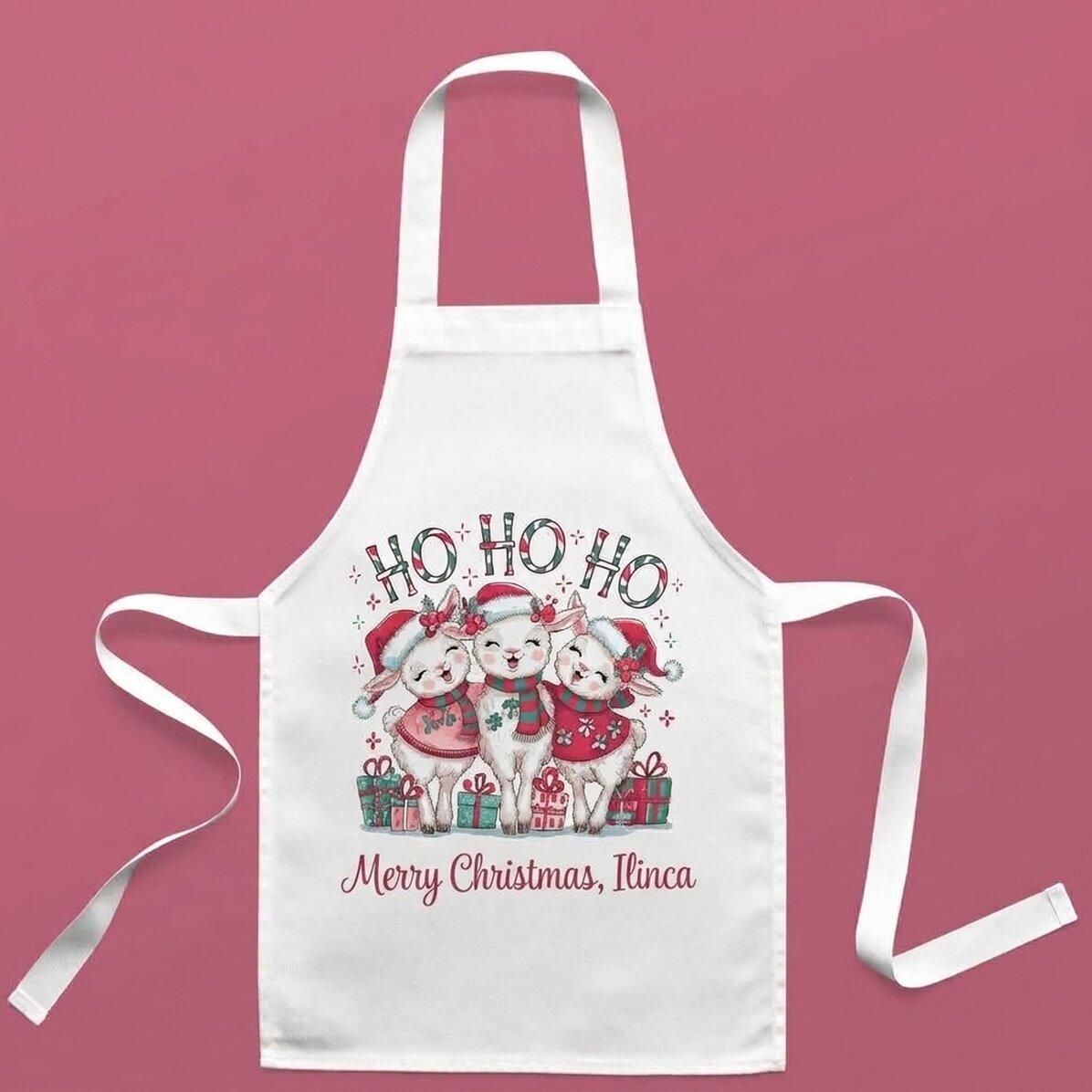Grembiule per bambini personalizzato con la scritta - HO HO HO!