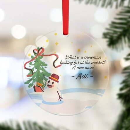 Personalised round ornament with text - Snowman