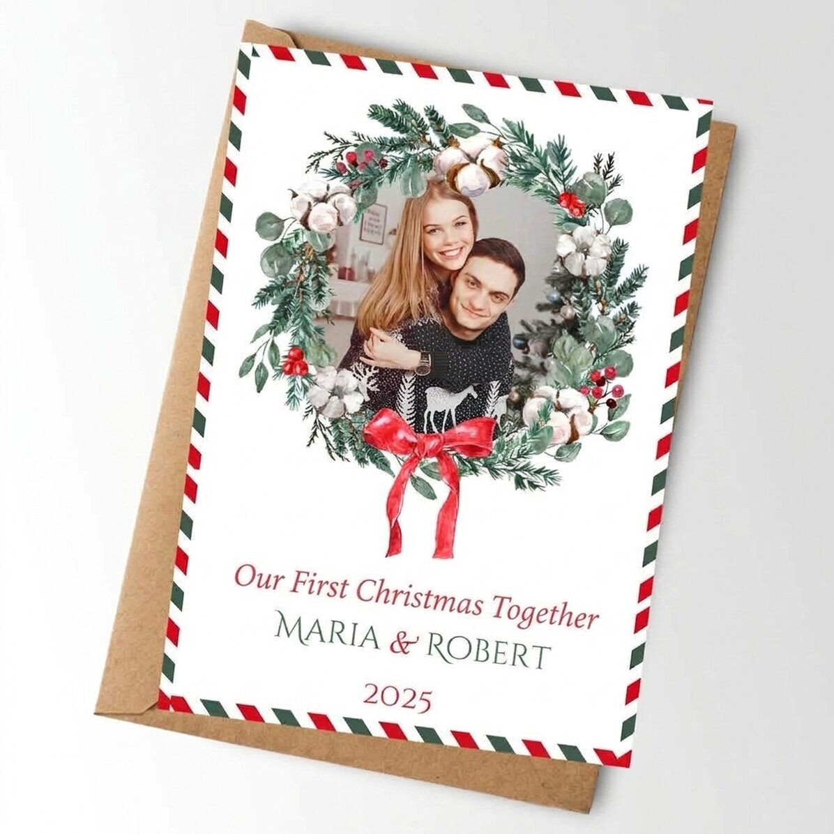 Biglietto personalizzato con foto e testo - Il nostro primo Natale insieme