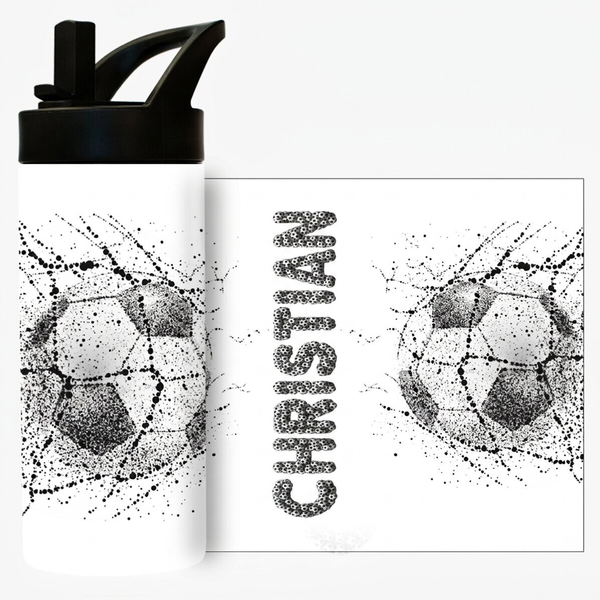 Thermos con manico e cannuccia personalizzato con scritta - Calcio