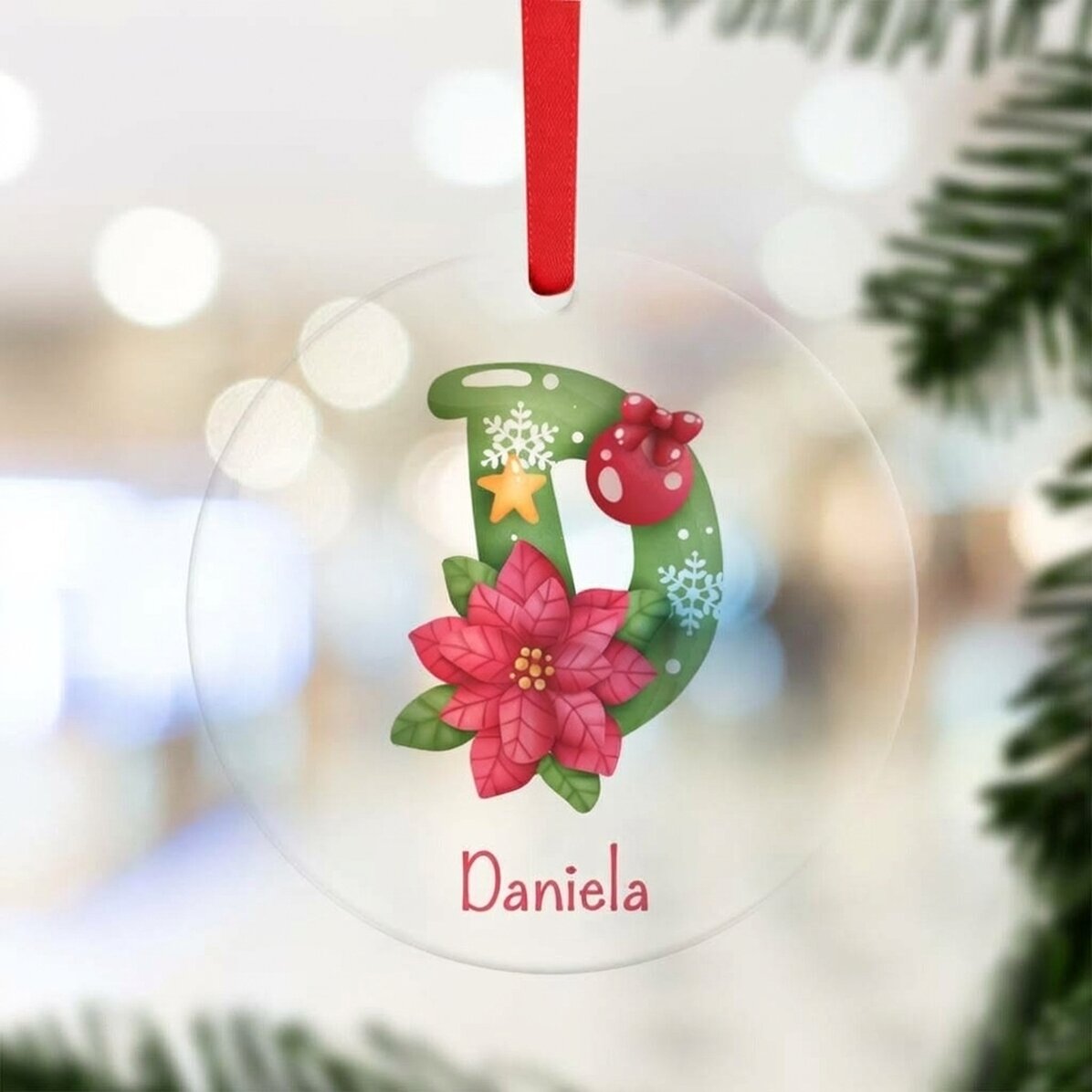 Decorazione rotonda personalizzata con nome - Natale