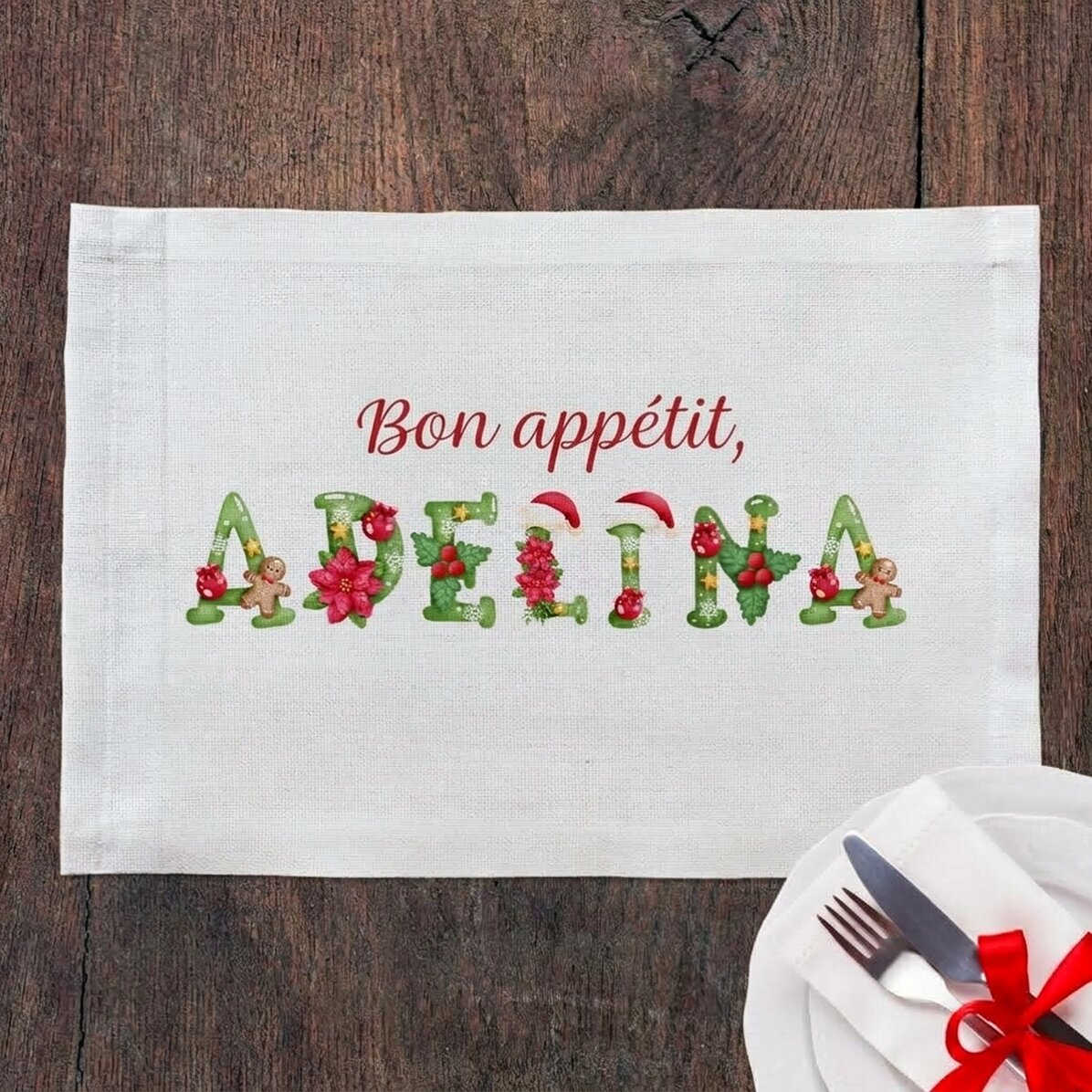 Portapiatto personalizzato con nome natalizio