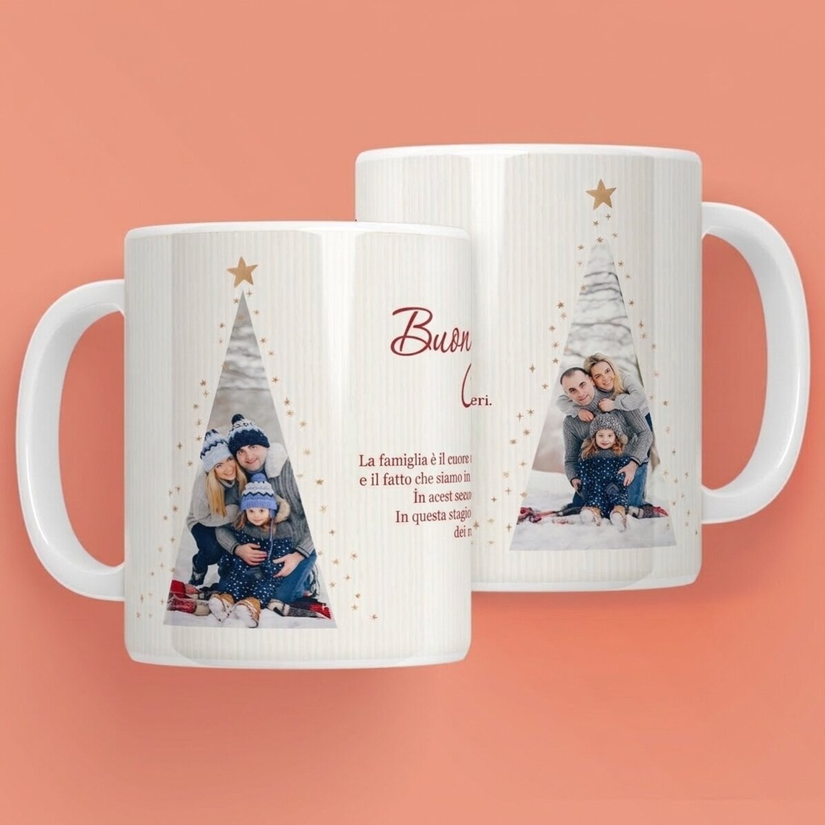 Tazza personalizzata con testo e 2 foto - Warm Christmas