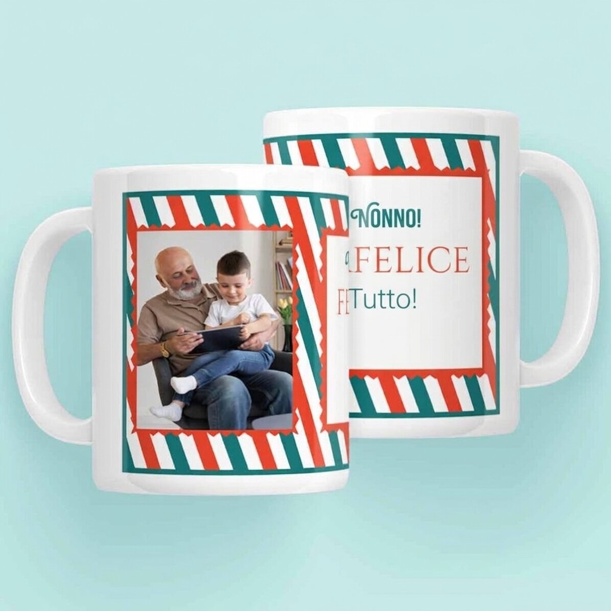 Tazza personalizzata con una frase e una foto - Buon Natale!