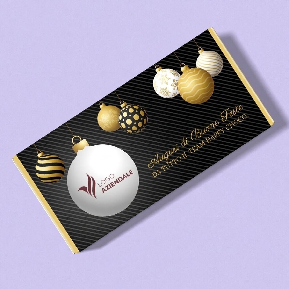 Cioccolato personalizzato con messaggio e logo - Auguri per le feste