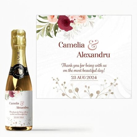 Mini bottiglietta di spumante personalizzata con dedica - Grazie per essere venuti