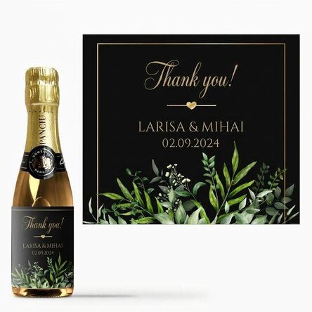 Mini bottiglia di spumante personalizzata con dedica - Ringraziamento